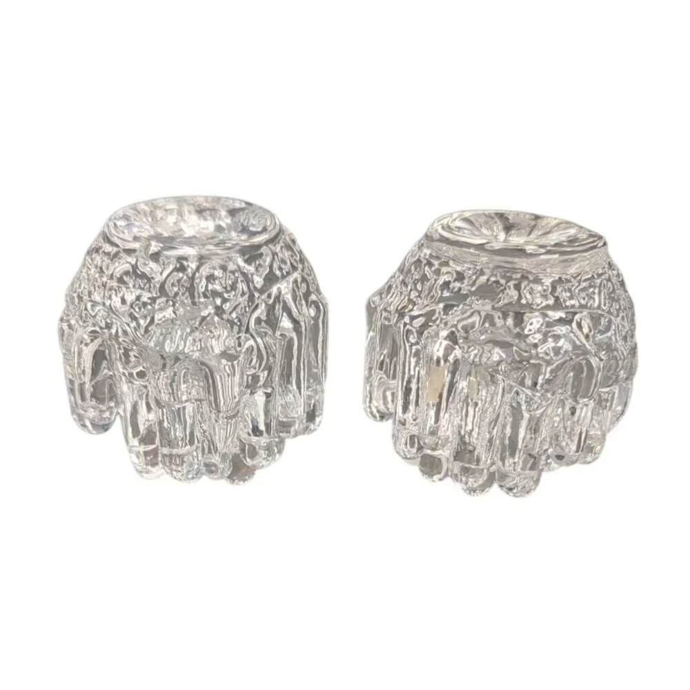 Kosta Boda Goran Warff Crystal Votive Candle Holders Set of 2 - Picture 2 of 16